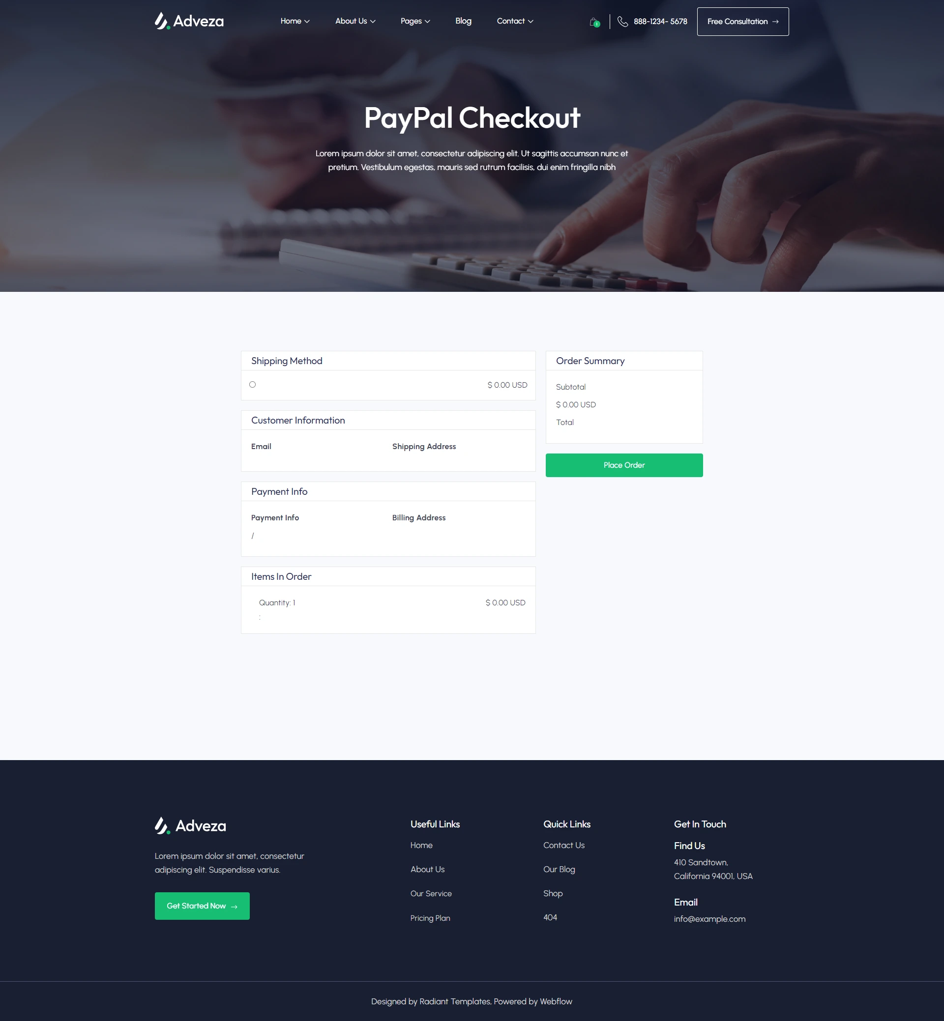 Shop page